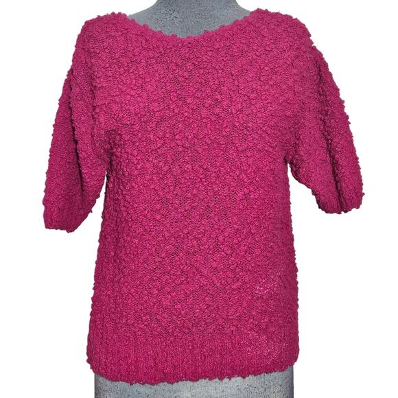 Pink Chunky Knit Short Sleeve Sweater Size Medium - Picture 1 of 4
